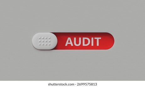 slide switch spelling with AUDIT business word.close up of slide switch spelling,Business Concept.3D rendering.