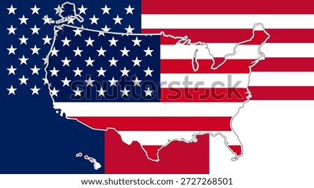 slightly simplified map of USA, creative abstract padding borders outline