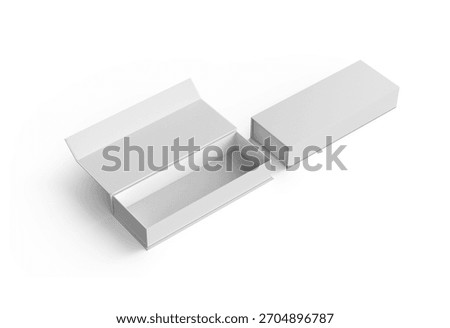 Slim Rectangular Magnetic Box 3D Illustration on White Background. 3D Render of Blank Magnetic Sleeve Box for Packaging Presentation.