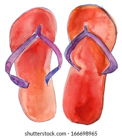  slippers  watercolor