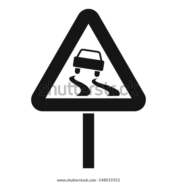 Slippery when wet road sign icon.
Simple illustration of slippery when wet road sign  icon for
web