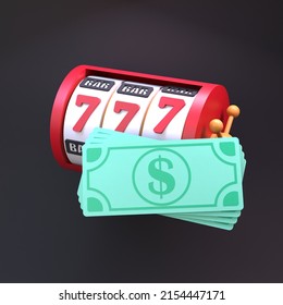 Slot Machine Casino Element With Winning Combination. Render In 3d.