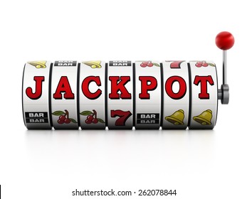 Slot Machine Showing Jackpot Word Isolated On White Background