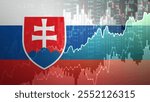 Slovakia Stock Market Growth and Financial Data Visualization. Financial stock market chart overlay with flag.