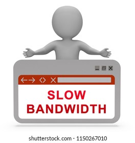 Slow Bandwidth Broadband Network Throttle 3d Rendering Means Snail Speed Internet Communication Or Wifi Network