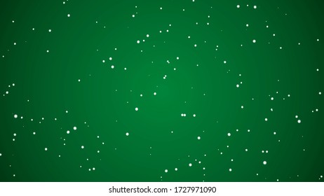 Slow Falling Snow Background On Green Background