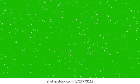 Slow Falling Snow Background On Green Background