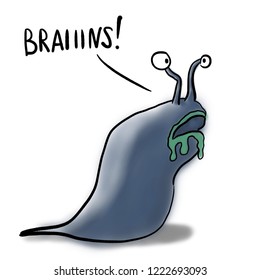 Slug Wants Brains. Green  Slime.