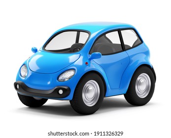 Small 3d Cartoon Electric Car Isolated On White. 3d Illustration