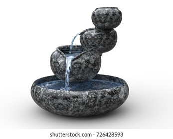 Small Beautiful Zen Fountain - 3D Illustration