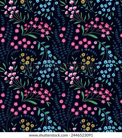 small and big flower with multicolor design with geometrical shape design curved design with black color ground 