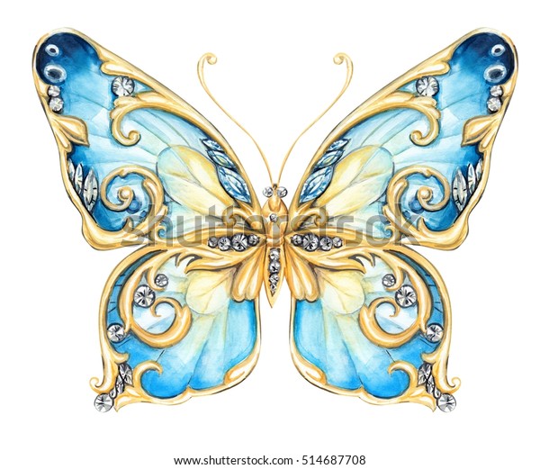 小さな青い蝶 のイラスト素材