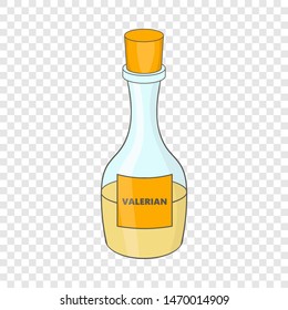 Small Bottle With Valerian Icon. Cartoon Illustration Of Valeriana Icon For Web Design