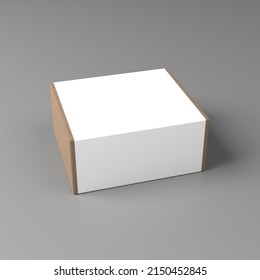 A Small Box Made Of Corrugated Board With A White Paper Liner. 3D Illustration.