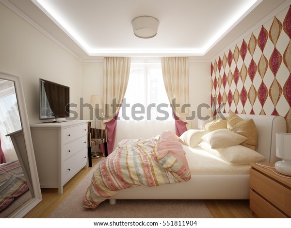 Small Bright Master Bedroom Colorful Wallpaper Royalty