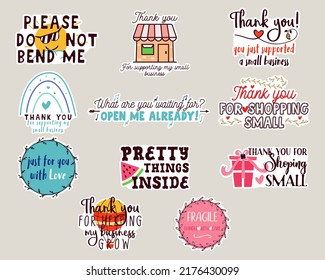 Small Business Stickers Set. Business Badges Collection. Small Business Sticker Pack. Thanks For Shopping Small Quotes