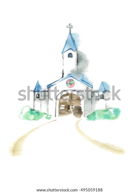 森の中の小さな教会 のイラスト素材