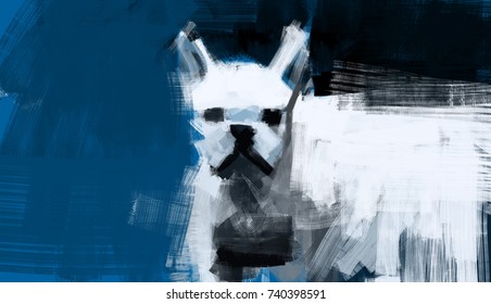 Small dog brush stroke painting