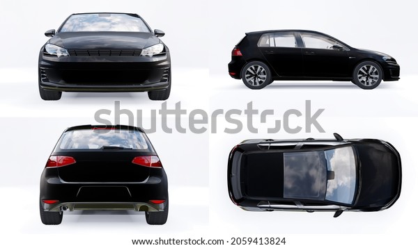 small family car\
hatchback . 3d\
rendering.