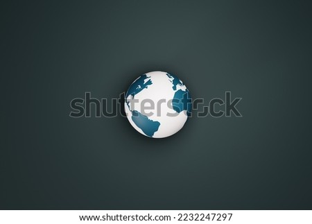Small globe on a dark background. The concept of globalization, traveling around the world, international interests. 3D render, 3D illustration.