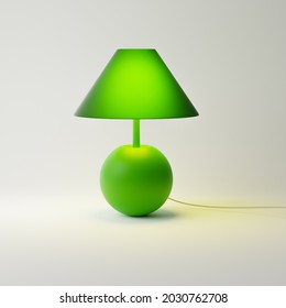 Small Green Table Lamp Isolated Over White Background. 3D Rendering.