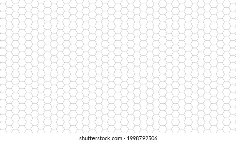 Small Hexagon Pattern Tile Page. Black And White Outline Drawing Background. You Can Print It On A 1920x1080 Pixels Format Or Smaller Paper