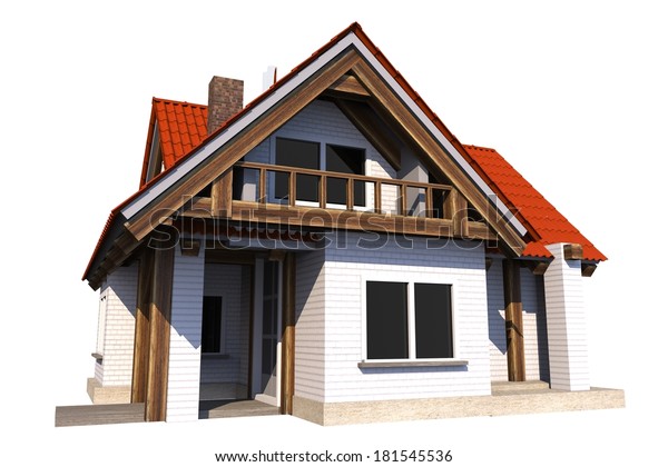 Small House Isolated On White Background Stock Illustration 181545536 ...