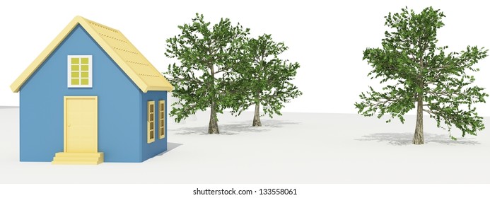 Small house with trees