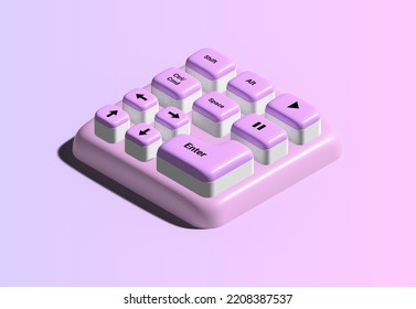 Small Keyboard Concept 3d Vector Keyboard For Computer Isometric Keyboard