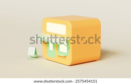 Small Kiosk Store Icon Mock up. 3D Rendering