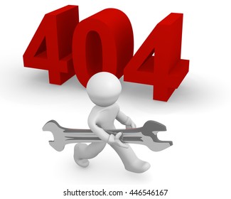 Small man with wrench and error number 404, 3d rendering - Powered by Shutterstock - Get 15% off with code: PIKWIZARD15