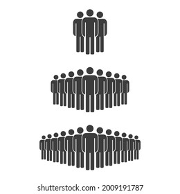 Small, Medium And Large Group Of People. Male People Crowd Silhouette Icon. Persons Symbol Isolated. Illustration.