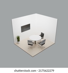 Small Meeting Room. Office Interior. 3D Illustration.