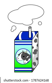 A Small Milk Carton With Milk Spilling From A Straw