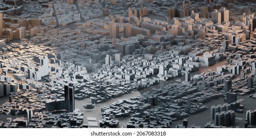 Small Model Town New York City Toy City Scenery Of Buildings Skyscraper Aerial View 3D Illustration