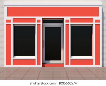 Small Orange Shopfront - Modern Store Facade 3D Render