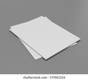 Small Pile Of Blank Folder Mockup On Grey. 3D Rendering