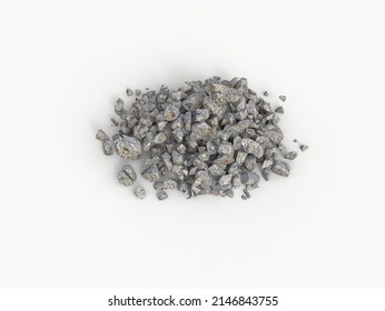 Small Pile Of Rocks And Rubble Isolated On White Background - Top Down View - 3D Illustration