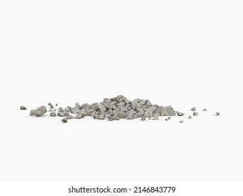 Small Pile Of Rocks And Rubble Isolated On White Background - 3D Illustration