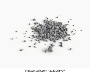 Small Pile Of Rubble And Rocks - Isolated On White Background - 3D Illustration