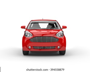 Small Red Compact Car - Front Closeup View