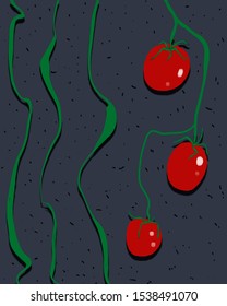 Small red tomatoes. Raster graphics
