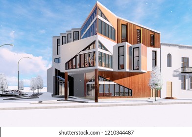 Small School 3d Rendering And Office Center