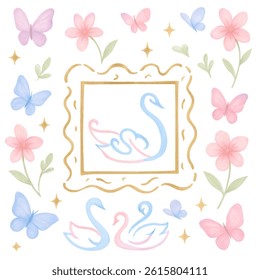 Small Swan Garden pattern inspired form Swanlake Cartoon 