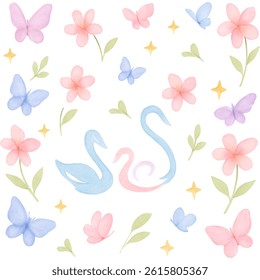 Small Swan nature pattern inspired form Swanlake Cartoon