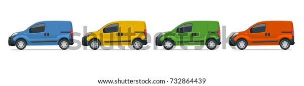 Small Van Car. Isolated a template for car-branding\
and advertising. Side\
view.