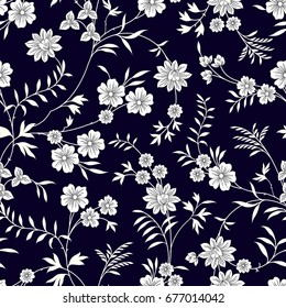 Floral Black White Pattern Fabric Seamless Stock Vector (Royalty Free ...