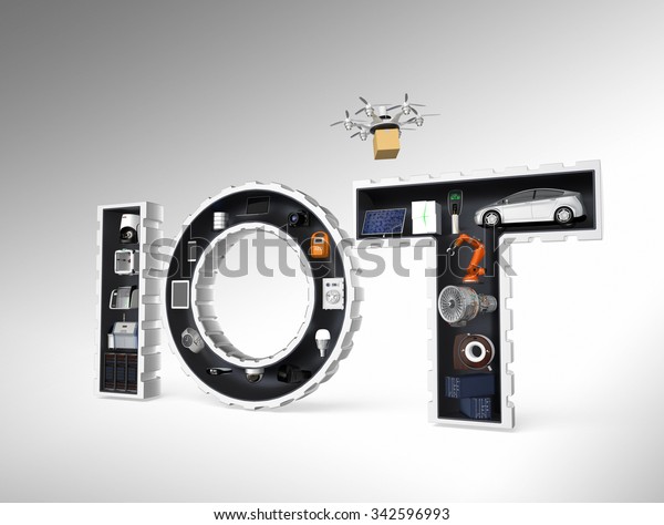 Smart appliance in word IoT. Internet of Things\
in industrial products\
concept.