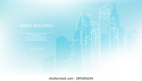 Smart Building Concept Design For City Illustration. Graphic Concept For Your Design.