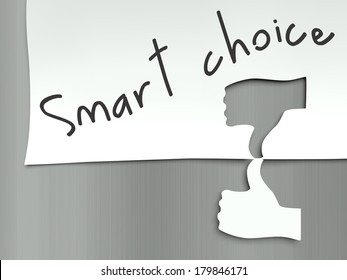 Smart Choice Concept, Hand Finger Thumb Up And Down